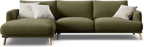 Зелен кадифен ъглов диван (ляв ъгъл) Naomi – Micadoni
