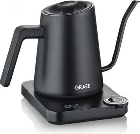 Електрическа кана за вода Graef Pour-over GK502, 1200W, 900 мл, 40-100°C, Keep Warm, Филтър, Чучур тип "Лебедова шия", Черен мат
