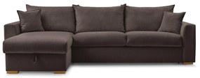 Кафяв разтегателен ъглов диван от рипсено кадифе (променлив) Augustin – Bobochic Paris