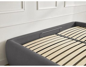 Тъмносиво двойно легло 160x200 cm тапицирано с място за съхранение/без табла с включена подматрачна рамка Inera – Bobochic Paris