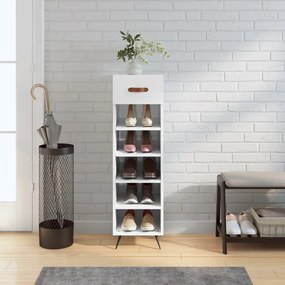 829644 vidaXL Шкаф за обувки, бял, 30x35x105 см, инженерно дърво