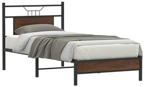 4106988 vidaXL Рамка за легло без матрак кафяв дъб 75x190 см инженерно дърво
