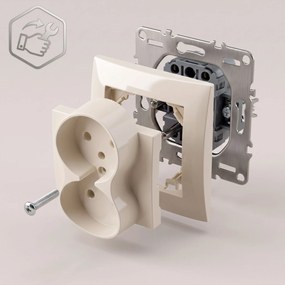 Двоен контакт със заземяване и рамка OSTE JNH002-G Beige