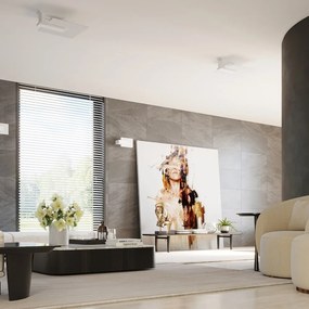 Бяла лампа за таван със стъклен абажур 40x47,5 cm Parola - Sollux