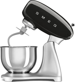 Планетарен миксер Smeg SMF04BLEU, 800W, 4.8 л, 10 скорости, Функция за плавен старт, Крачета против хлъзгане, Черен/Инокс