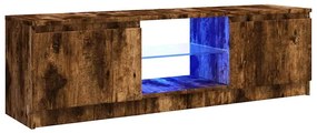 815708 vidaXL ТВ шкаф с LED осветление, опушен дъб, 120x30x36 см