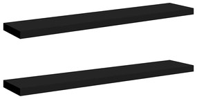 323842 vidaXL Окачени стенни рафтове, 2 бр, черни, 120x23,5x3,8 см, МДФ
