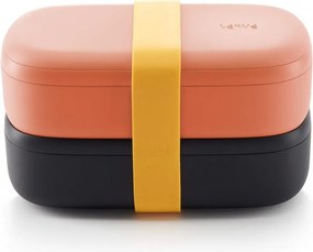 Комплект 2 бр кутии за храна Lekue On The Go 1010221, 500 мл, Херметично затваряне, Отделение за прибори, Клапан за микровълнова, Корал