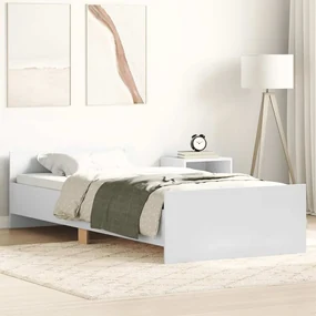 835925 vidaXL Рамка за легло, бяла, 90x200 см, масивно дърво
