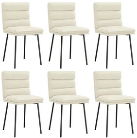 3315661 vidaXL Трапезни столове, 6 бр, кремави, кадифе