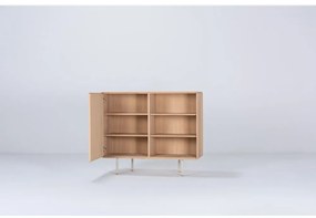 Бял/естествен нисък скрин от масивен дъб 118x100 cm Fina – Gazzda