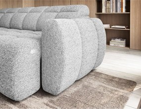 Светлосив разтегателен ъглов диван с място за съхранение от букле (ляв ъгъл L форма) Falconn – ELTAP