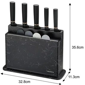 Комплект ножове и дъски за рязане Klausberg KB 7834, 10 части, 5 ножа, 4 дъски, Поставка, Стойка, Черен