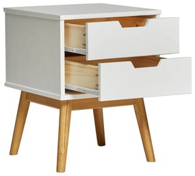 Бяла нощна масичка от масивна борова дървесина Baku - Marckeric