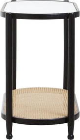 Черна/в естествен цвят конзолна маса със стъклен плот 49x100 cm Cebu – Premier Housewares