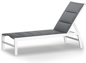 Blumfeldt Renazzo Lounge, шезлонг, 70/30 PVC / PE, алуминий 6-стъпки, бяло/сив
