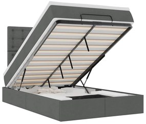 3314163 vidaXL Османска легло с матрак и LED, тъмносиво, 120x200 см, плат