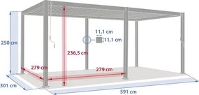 Пергола Hesperide Evora, Алуминий, Графит, 6x3 m
