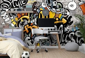 Самозалепващ тапет – Графити на тухлена стена