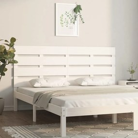 821373 vidaXL Табла за спалня, бяла, 135x3x80 см, борово дърво масив