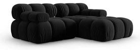 Ъглов диван от черно кадифе (десен ъгъл) Bellis - Micadoni Home