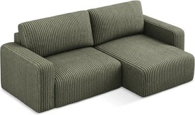 Зелен сгъваем/с място за съхранение ъглов диван от рипсено кадифе (десен ъгъл) Kona – Makamii