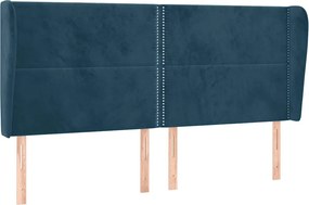 3117880 vidaXL Горна табла за легло с уши, тъмносиня, 183x23x118/128 см кадифе