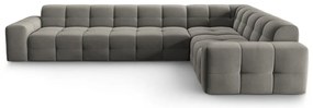 Ъглов диван от сиво кадифе (десен ъгъл) Kendal - Micadoni Home