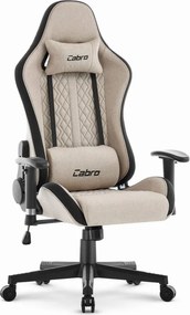 Геймърски стол CABRO C508 с облегалка, регулируема до 180°, и 2D подлакътници, с максимална товароносимост 150 кг, бежов