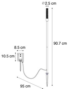 Външна подова лампа черна с акумулаторен LED и соларен панел - Barry