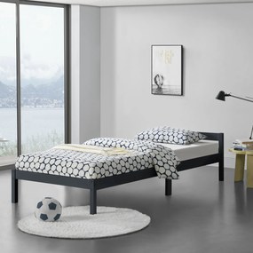 Wooden Bed Nakkila 90x200 cm Double Bed with Headboard Dark Grey