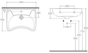 Бяла керамична мивка 59x45,5 cm Handicap – Sapho