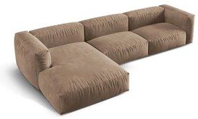 Светлокафяв кадифен модулен ъглов диван (ляв ъгъл) Martina – Micadoni