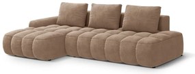 Светлокафяв кадифен сгъваем/с място за съхранение ъглов диван (ляв ъгъл) Linz – Cosmopolitan Design