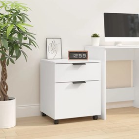 811520 vidaXL Мобилен архивен шкаф с колелца бял 45x38x54 см инженерно дърво