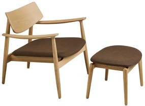 Кафяв фотьойл с табуретка Olvera – House Nordic