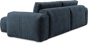 Тъмносин шенилов сгъваем ъглов диван (десен ъгъл) Kuki – Makamii