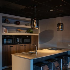 Интелигентен висящ аплик черен с опушено стъкло с WiFi A60 - Bliss