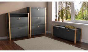 Тъмно сив шкаф за обувки с две чекмеджета Bode - Woodman