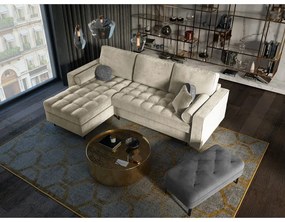 Бежов кадифен ъглов диван, ляв ъгъл Santo - Milo Casa