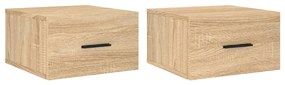 829859 vidaXL Нощни шкафчета за стенен монтаж, 2 бр, сонома дъб, 35x35x20 см