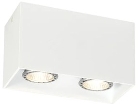 Дизайнерски повърхностен спотлайт бял 2-крушки GU10 50mm - Qubo
