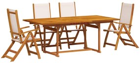 3279274 vidaXL Градински трапезен комплект, 5 части, акация масив и textilene