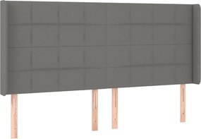 3119603 vidaXL Горна табла за легло с уши, тъмносива, 203x16x118/128 см, плат