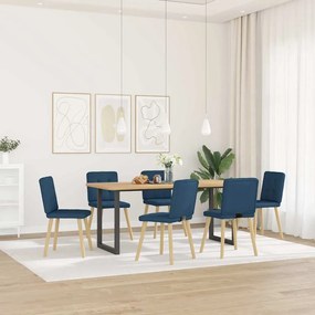 3315446 vidaXL Трапезни столове, 6 бр, сини, текстил