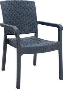 Полипропиленов стол с ратан в сив цвят 56x60x86,5cm