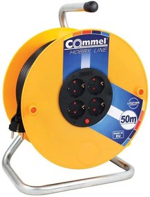 COMMEL Макара жълта 50м IP20 H05VV-F 3G1.5mm2 термична защита 4 шуко  - C0957