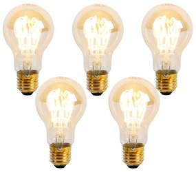 Комплект от 5 димируеми LED спирални крушки E27 A60 Goldline 4W 270 lm 2200K