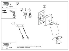 Стенна лампа в сребристо Etna - Sollux