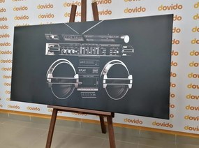 Картина на платно – Диско радио от 90-те в черно-бяло